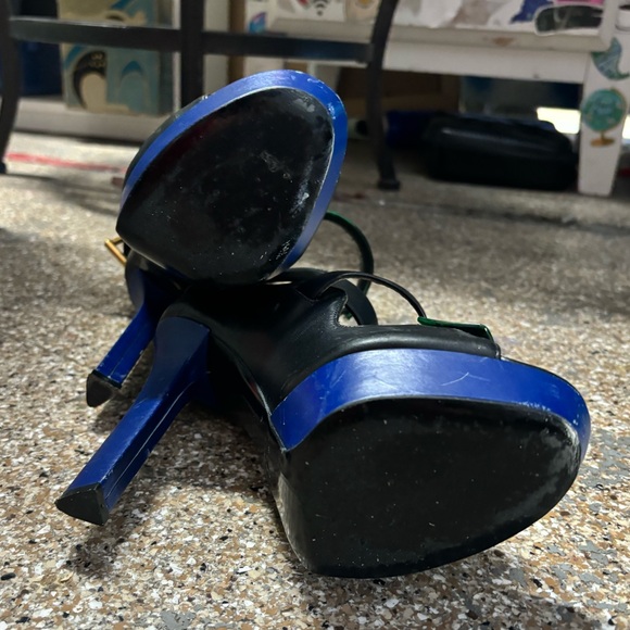 Alexander McQueen Black with Green & Blue Strappy Heels - Picture 7 of 10